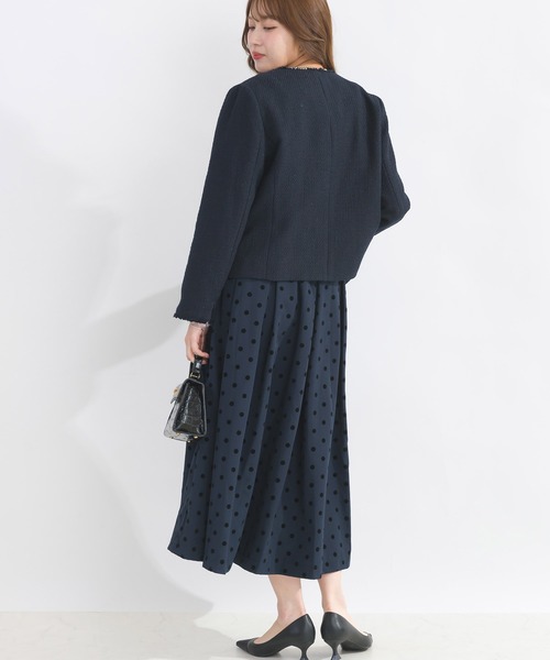 美品　piccin ツイードジャケット M ブラック　ノーカラージャケット PICCIN ジャケット ノーカラージャケット フロントホック