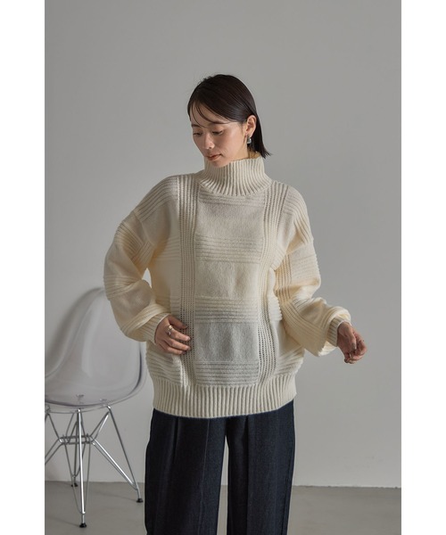 ソフトグレー ニットセーター 長袖 &. NOSTALGIA（ノスタルジア） ニット セーター ミックス編み