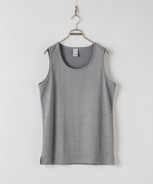 Casper John タンクトップ Striped crepe tank top/楊柳タンク