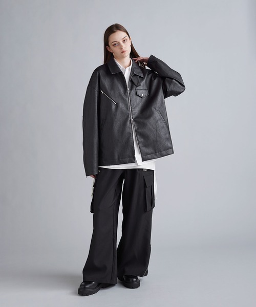 SOCCE ブルゾン アウター ヴィンテージ加工合皮ジップアップ2way