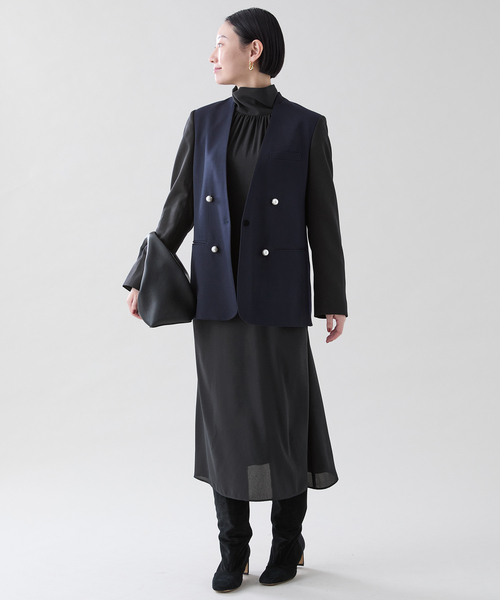 VERMEIL par iena  2wayボウタイワンピース　ネイビー　長袖 VERMEIL par iena ワンピース 「追加3」2wayボウタイワンピース