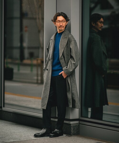 EDIFICE エディフィス ループツイード オーバーコート サイズL EDIFICE（エディフィス）の「ループツイード クラブチェック ダブル