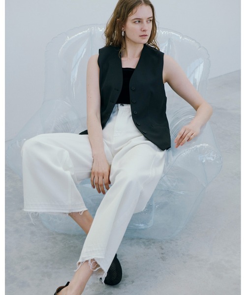 【美脚効果♪】CHANEL ジーンズ ワイドデニム 脚長魅せの洗練ワイド】CHANEL デニムパンツ 美脚効果抜群
