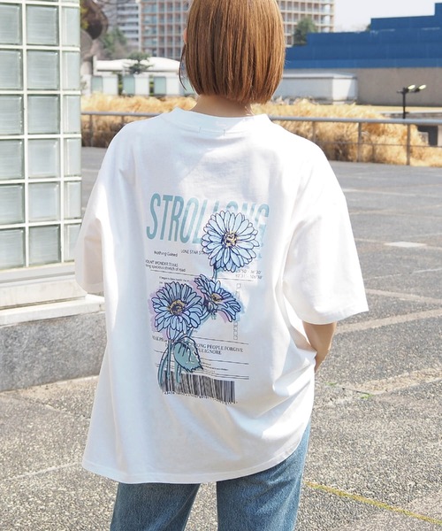 tシャツ ポッピングフラワートップ レディース tiptop tシャツ カラフルフラワーBIGTシャツ レディース