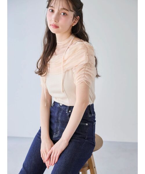 tシャツ シアーオフショルダートップス レディース