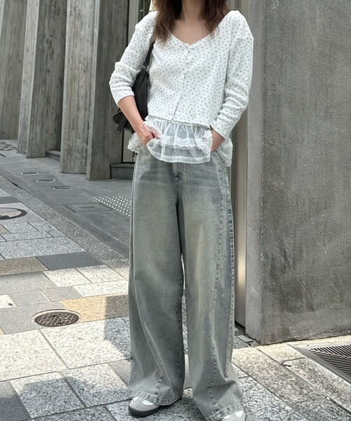 Yonkon ラインパンツ カーディガンセット 杢グレー・受注生産【9月中旬~9月末出荷】 salty palm_yonkon