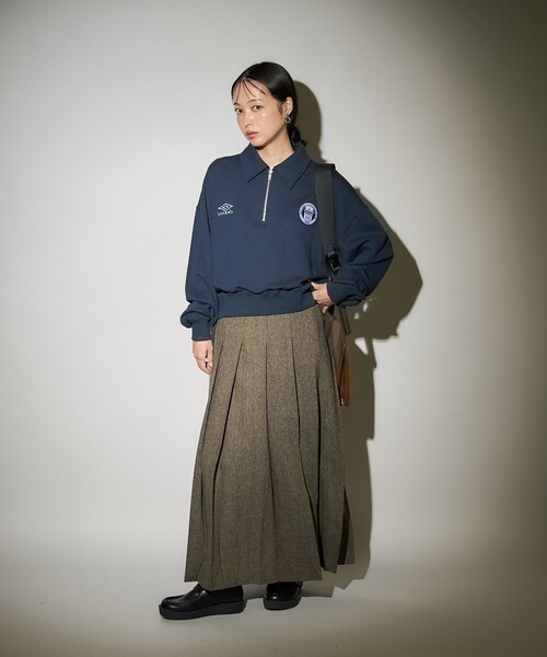 「FREAK'S STORE」 スウェットカットソー「UMBROコラボ」 フリ- ネイビー レディース FREAK'S STORE 「FREAK'S STORE」 「unbro」スウェット