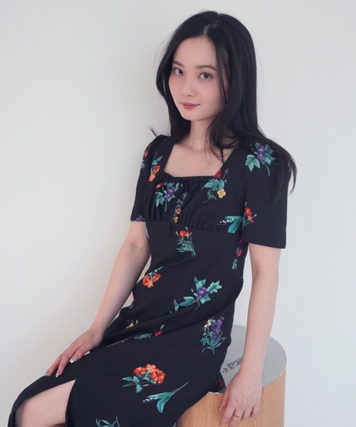 eimy istoire ワンピース ボタニカルフラワーハーフスリーブ