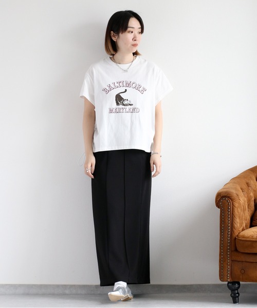 tシャツ サイドドロストトップス レディース tシャツ 「PHILLY」サイドドロストショートスリーブトップス