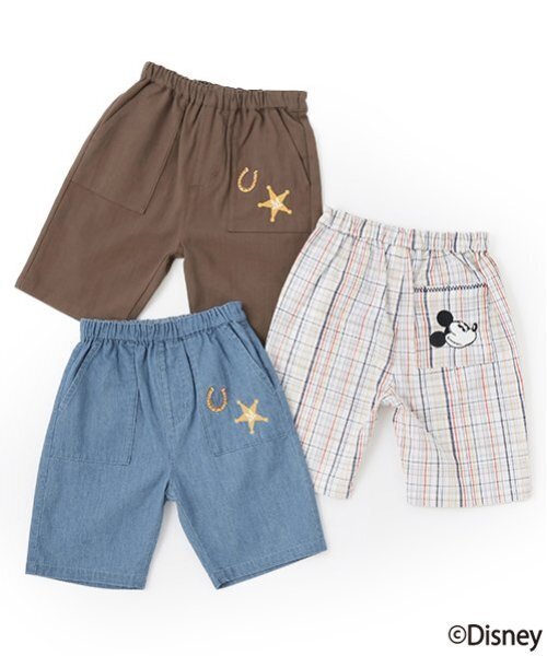 petit main パンツ 「Disney」刺しゅうハーフパンツ キッズ 子供