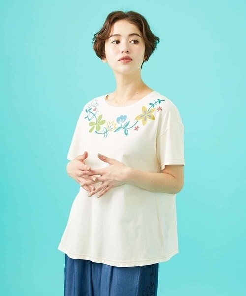 tシャツ Planta フラワープリントTシャツ レディース