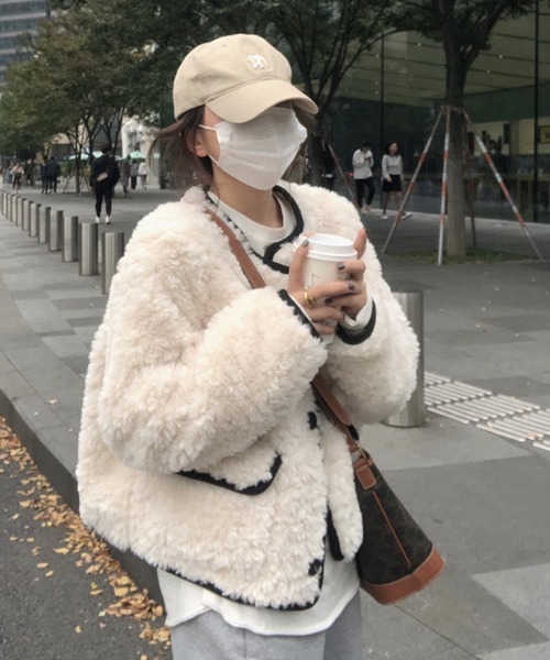 「meJane」 「yi mi」ノーカラージャケット FREE オフホワイト レディース_画像2