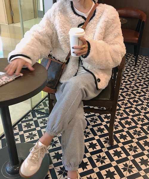 「meJane」 「yi mi」ノーカラージャケット FREE オフホワイト レディース_画像7