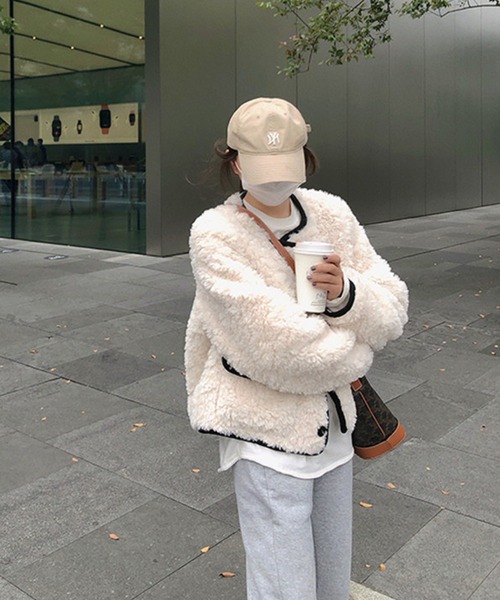 「meJane」 「yi mi」ノーカラージャケット FREE オフホワイト レディース_画像8