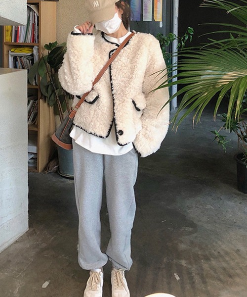 「meJane」 「yi mi」ノーカラージャケット FREE オフホワイト レディース_画像9