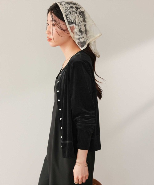 titivate（ティティベイト） カーディガン シアーベロアカーディガン