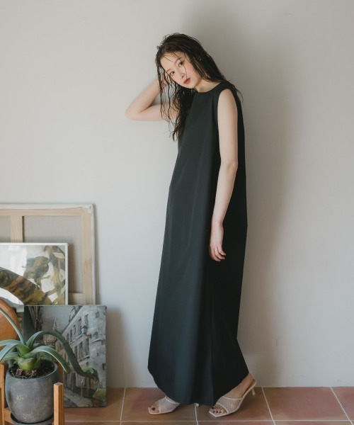 slattgir ワンピース 高身長 ノースリーブフレアマキシ