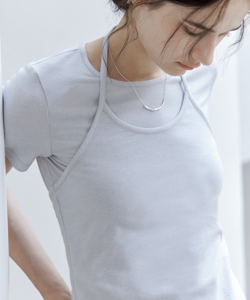 tシャツ 「tageechita」シンプル無地×レイヤード風 デザインTシャツセット レディース