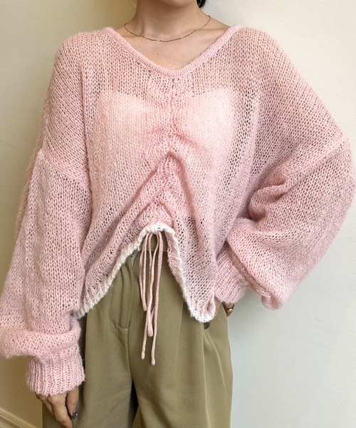 RANAN（ラナン） ニット セーター シアーモヘア2WAYギャザーニット