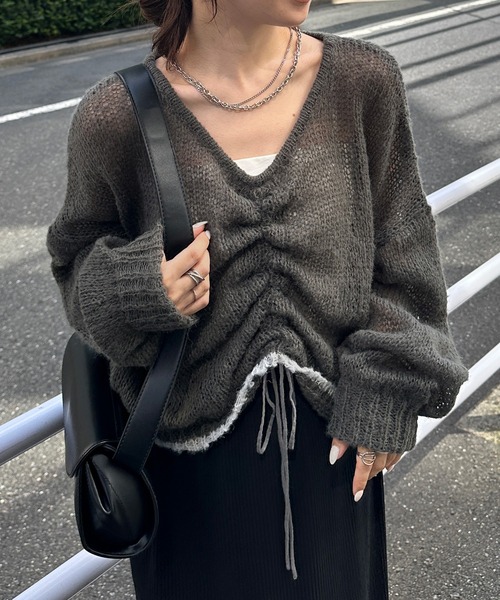 RANAN（ラナン） ニット セーター シアーモヘア2WAYギャザーニット