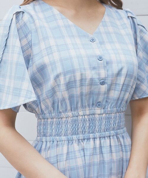 Areeam（アリーム） ワンピース スリットスリーブチェックワンピース