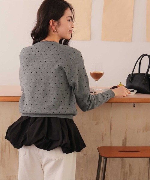 titivate（ティティベイト） カーディガン ドットジャガードニット