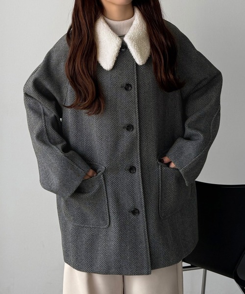 callautia（カラウティア） ステンカラーコート コート ボアカラー