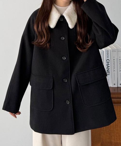 callautia（カラウティア） ステンカラーコート コート ボアカラー