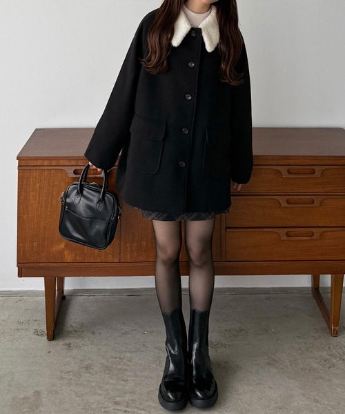 callautia（カラウティア） ステンカラーコート コート ボアカラー