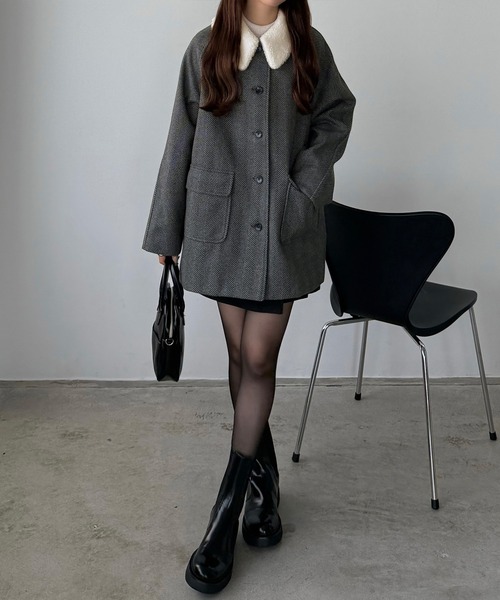 callautia（カラウティア） ステンカラーコート コート ボアカラー