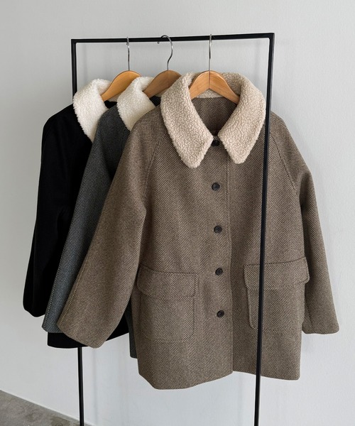 callautia（カラウティア） ステンカラーコート コート ボアカラー