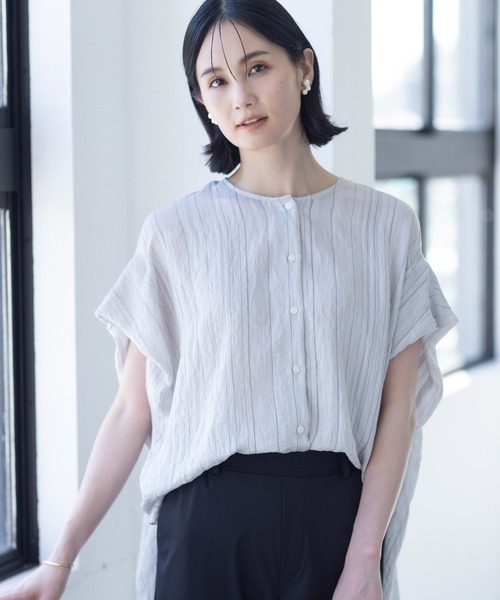 美品　アディアム　FOXEY ブラウス　フリルストライプ　0サイズ 美品 アディアム FOXEY ブラウス フリルストライプ 0サイズ