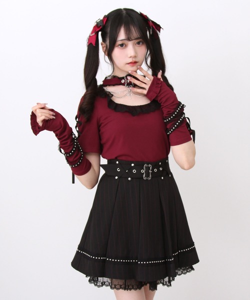 ラフロッグ　マルチポケットスカート　今季新作　XS DearMyLove スカート 夏 ボックスタッククロスベルトループスタッズ