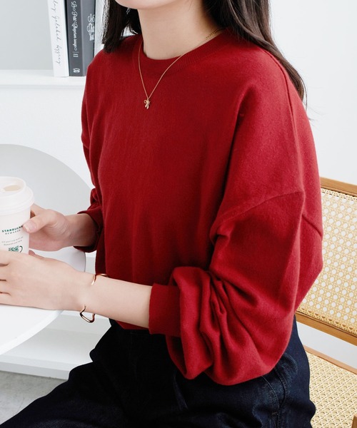 STONE  レッドセーター stein | シュタイン INTERWOVEN HAND KNIT LS(RED) / オーバーサイズ