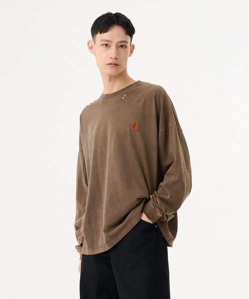 JieDa（ジエダ） tシャツ 「Jieda」DAMAGE PIGMENT PATCH L/S メンズ 
