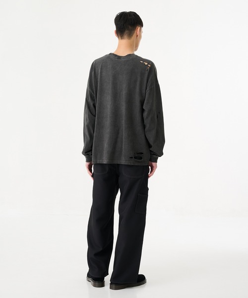 JieDa（ジエダ） tシャツ 「Jieda」DAMAGE PIGMENT PATCH L/S メンズ 