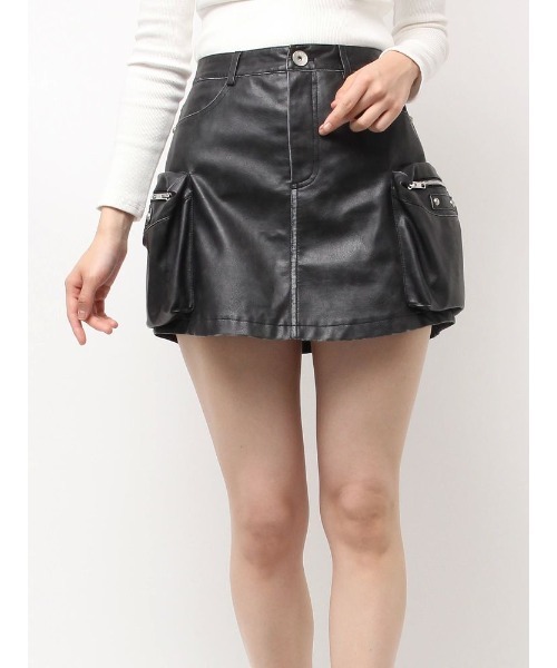 レザー ワイド ショートパンツ サイドスリット モードarchive レザー