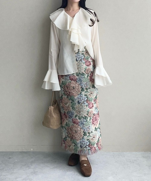 mysty woman（ミスティウーマン） スカート ゴブランナロースカート