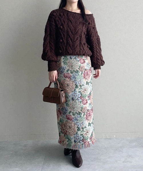 mysty woman（ミスティウーマン） スカート ゴブランナロースカート