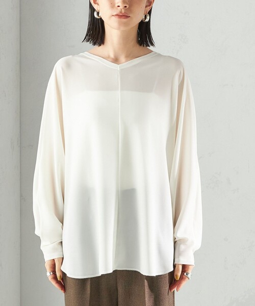 SHIPS（シップス） ブラウス シャツ 「手洗い可能」前後 2WAY シアー