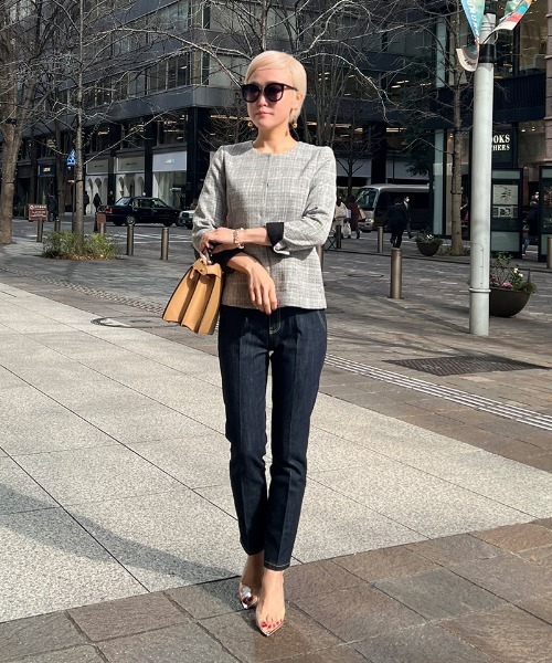 JENNE」 ノーカラージャケット MEDIUM ブラック レディース : ZOZOTOWN