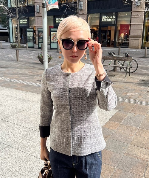 JENNE」 ノーカラージャケット MEDIUM ブラック レディース : ZOZOTOWN