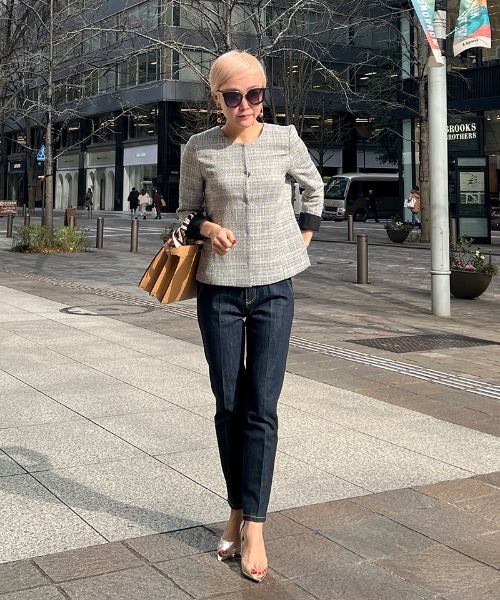 JENNE」 ノーカラージャケット MEDIUM ブラック レディース : ZOZOTOWN