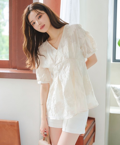 「KOBE LETTUCE」 半袖ブラウス M ベージュ レディース_画像3