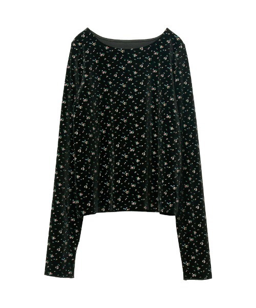 tシャツ フィンガーホール花柄ベロアトップス レディース : ZOZOTOWN
