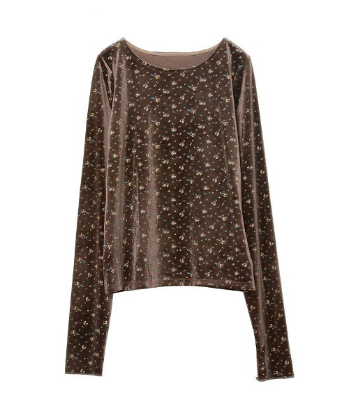 tシャツ フィンガーホール花柄ベロアトップス レディース : ZOZOTOWN