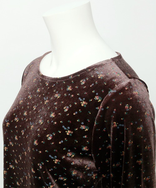 tシャツ フィンガーホール花柄ベロアトップス レディース : ZOZOTOWN