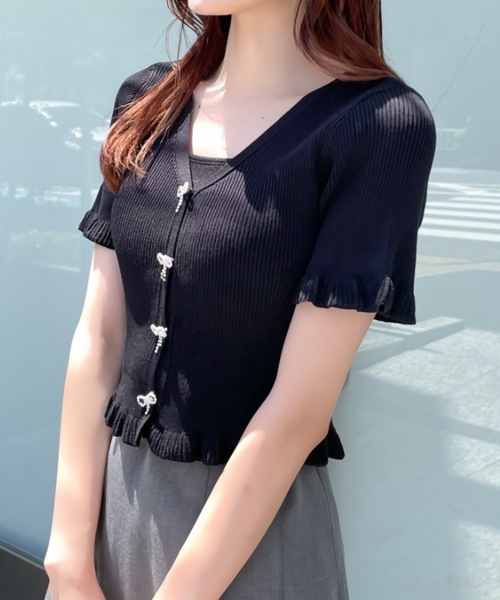 「abc une face」 半袖ニット FREE ピンク レディース_画像5