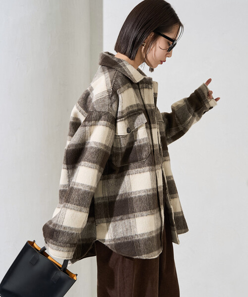 swagger チェック柄 ファーコート アウター e15353f45a4bc3d3eda4b45f22d8fd