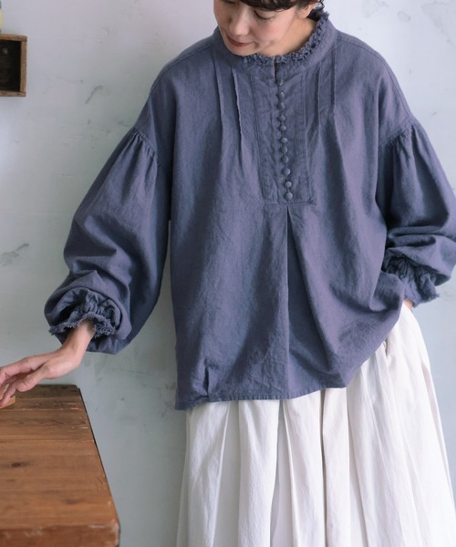 ソウルベリーブラウス　月影のブラウス　グレイッシュブルー soulberry（ソウルベリー） ブラウス シャツ 月影のブラウス